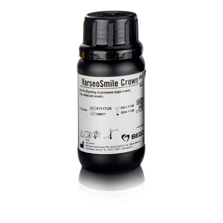 VarseoSmile Crown plus 3D Printing Resin, Light-cure, A1, 250 Gm. Bottle. Free-flowing plastic