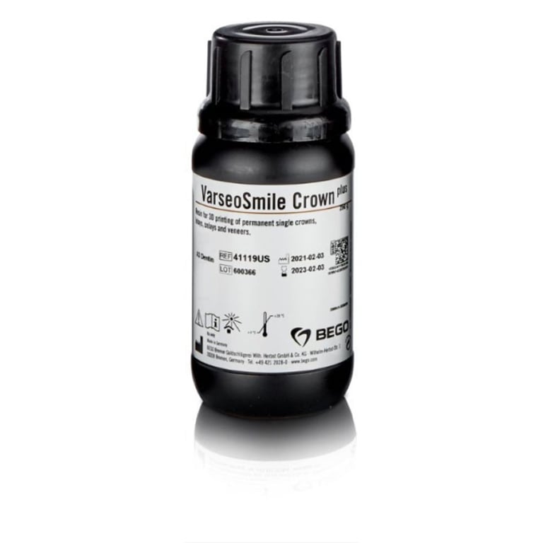 VarseoSmile Crown plus 3D Printing Resin, Light-cure, A3, 250 Gm. Bottle. Free-flowing plastic