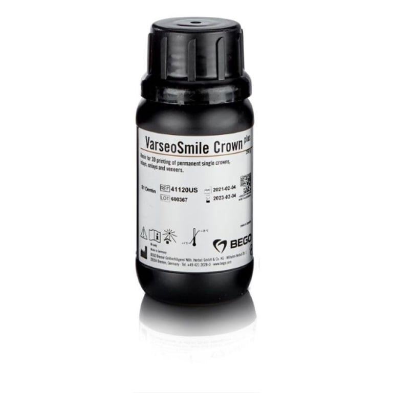 VarseoSmile Crown plus 3D Printing Resin, Light-cure, B1, 250 Gm. Bottle. Free-flowing plastic