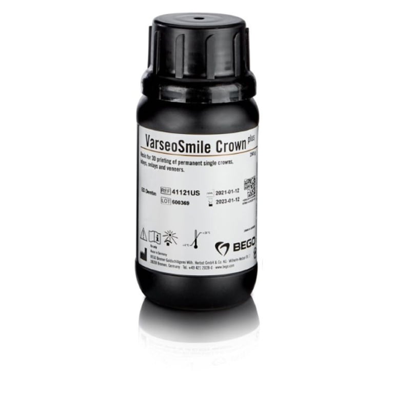 VarseoSmile Crown plus 3D Printing Resin, Light-cure, B3, 250 Gm. Bottle. Free-flowing plastic
