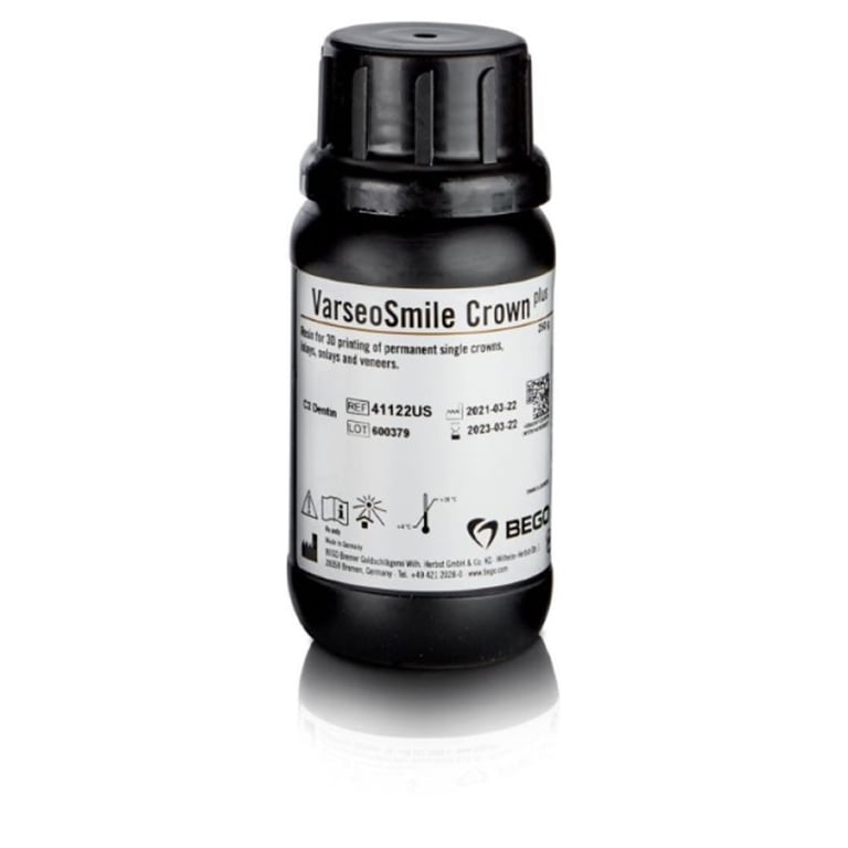 VarseoSmile Crown plus 3D Printing Resin, Light-cure, C2, 250 Gm. Bottle. Free-flowing plastic