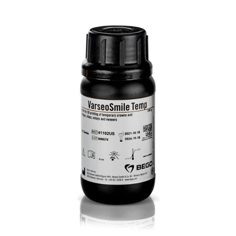 VarseoSmile Temp 3D Printing Resin, Light-cure, A2, 250 Gm. Bottle. Designed for temporary crown