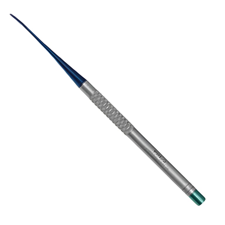 Best ACCU LUXATOR/ Peritomes PDL 2, 3mm Curved, Skinny Handle, 1/Pk. Designed with a blue titanium