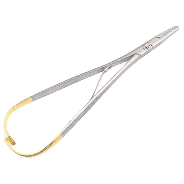 Best 5.5" Mathieu Stainless Steel Needle Holder with Tungsten Carbide, 1/Pk. 1mm tip helps grasp
