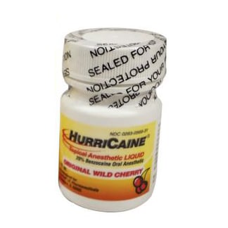 HurriCaine Topical Anesthetic Liquid - Wild Cherry, 1 oz. Jar. Benzocaine 20%