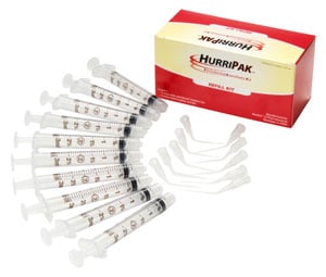HurriPAK Refill Kit - Contains 10 Disposable Periodontal Irrigation Syringes & 10 Tips. Convenient