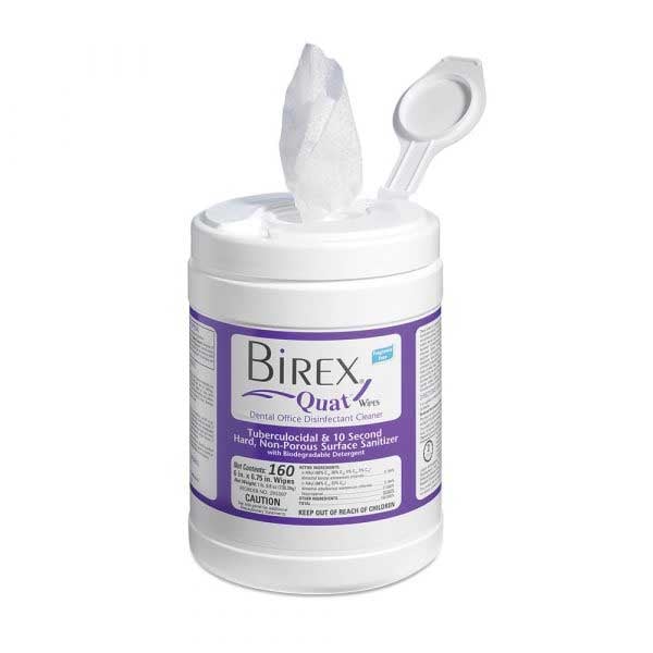 Birex Quat Wipes 6" x 6.75" 160/Can. Cleaner, Disinfectant, Deodorizer. The industry's fastest