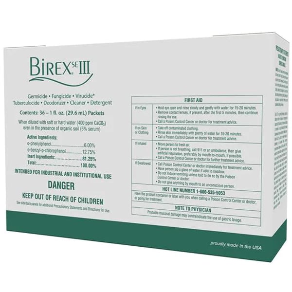 Birex SE III Surface Disinfectant Concentrate Clinic Pack - 36 x 1 fl oz Packet. Each packet makes