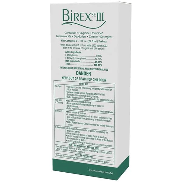 Birex SE III Surface Disinfectant Concentrate Intro Pack - 6 x 1 fl oz Packet. Each packet makes 1