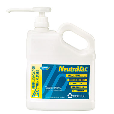 NeutraVac Dental Evacuation Line Cleaner, 96 oz. Bottle with Metered 1/2 oz Dose Pump, 192 Uses