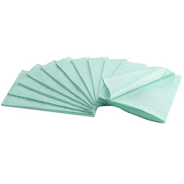 RMH3 Dental Green Patient Bibs, 2-ply tissue w/1-