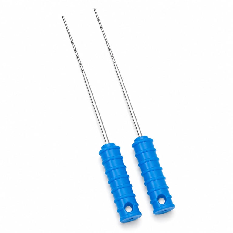 Britedent 21mm Barbed Broaches, Size 4, Blue, 10/Pk. Designed for endodontic procedures
