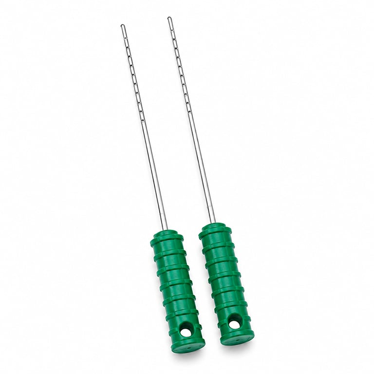 Britedent 21mm Barbed Broaches, Size 5, Green, 10/Pk. Designed for endodontic procedures
