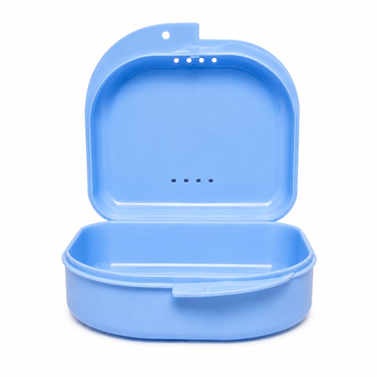 Britedent Retainer Box, Ventilated, Blue, 12/Pk. Designed for retainers and other removable dental