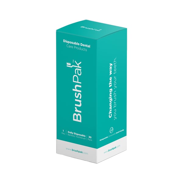 BrushPak Daily Disposal Bamboo Toothbrush, 30/ Pk. 100% biodegradable and compostable bamboo brush