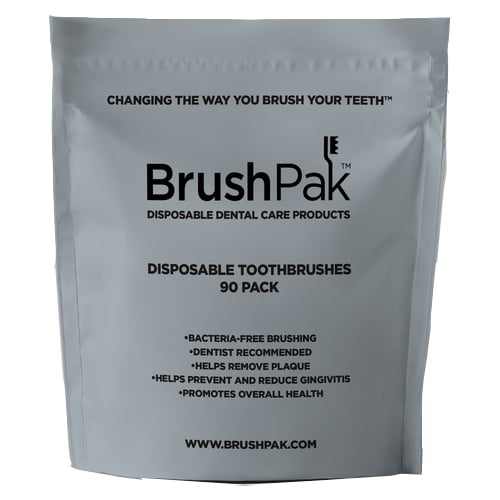 BrushPak Disposable Toothbrushes, 90 brushes/Pk. Certified bacteria-free out of the package. These