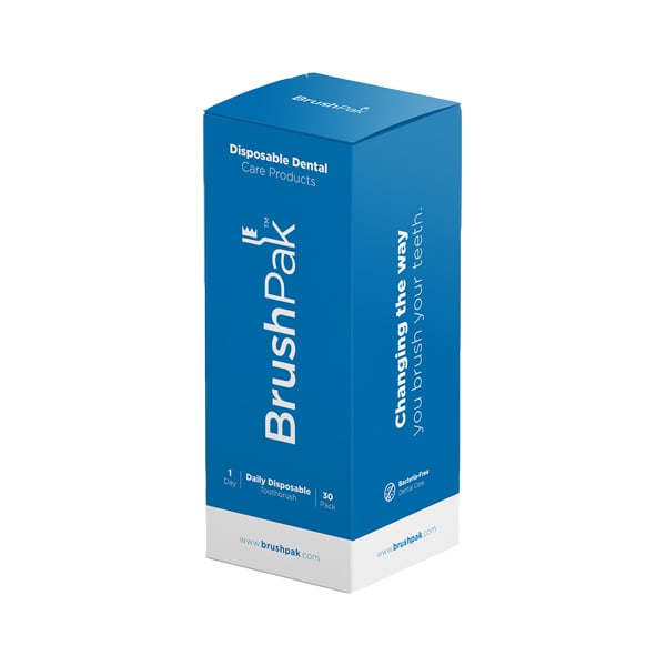 BrushPak Daily Disposable Toothbrush, 30 Brushes /Pk. The brushes are 50% polypropylene and 50%