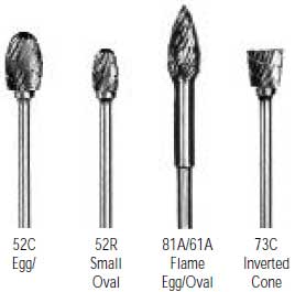 Abbott-Robinson 52R Small Egg/Oval Dual Cut Tungsten Carbide HP Burs, Regular Cut, single bur