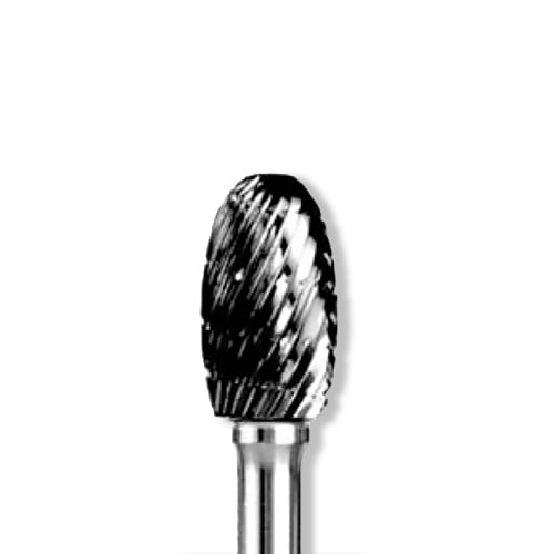 Abbott-Robinson D1/2 dual cut egg shape 1/2" tungsten carbide lathe bur, regular cut. Single bur