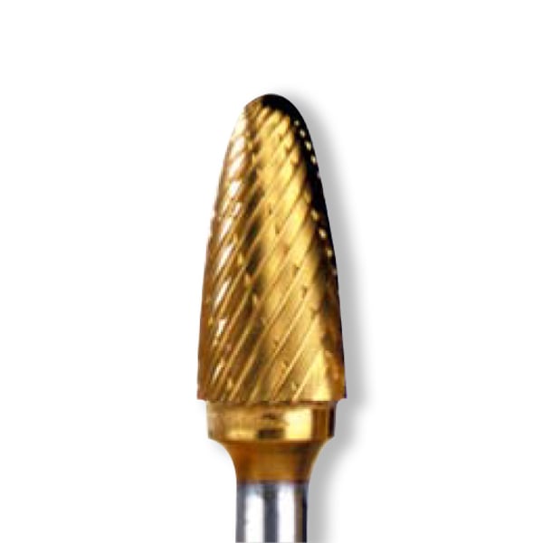 Abbott-Robinson A1/2 dual cut taper shape 1/2" TNT-coated tungsten carbide lathe bur, regular cut