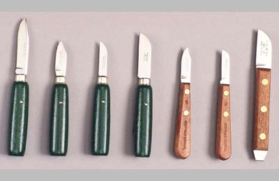 Buffalo Dental #6 (1.5" curved blade) knife with green enameled handle