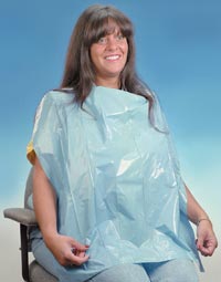 Buffalo Dental Soft Disposable Blue Plastic Patient Apron, Large size 26" x 30", Roll of 100 Aprons