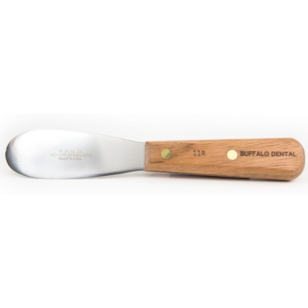 Buffalo Dental #11R Stainless Steel Spatula with 3.50" Flexible Blade and Wooden Handle
