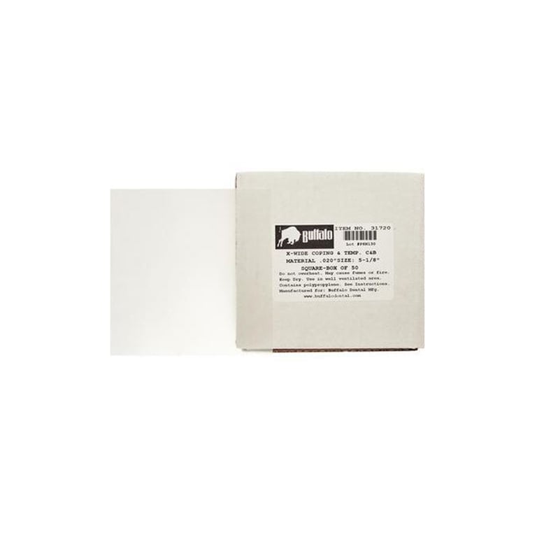 Buffalo Dental .020" Coping and Temporary Crown and Bridge Material, X-Wide, 5 x 5. Package of 50