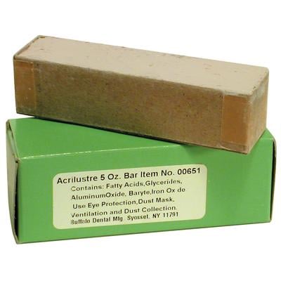 Buffalo Dental Acrilustre Polish Compound, 5oz. Bar. Greaseless polishing compound for use on