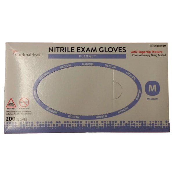 Flexal Nitrile Exam Gloves MEDIUM PowderFree, NonSterile 200/Box. Textured Net32