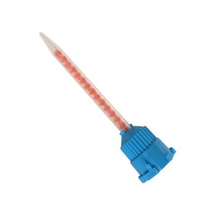 MARK3 Crown and Bridge Mixing Tips 10:1, 25/pk. It has a clear tip with an orange mixing device