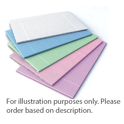 MARK3 Green Patient Bibs 13" x 19", 2-ply paper/1-ply poly, 500/bx. Increased strength & tear