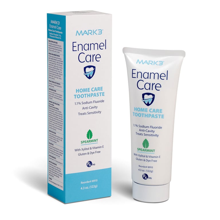 MARK3 Enamel Care 1.1% Sodium Fluoride Home Care Anti-Cavity Toothpaste RX only, Spearmint, 4.3