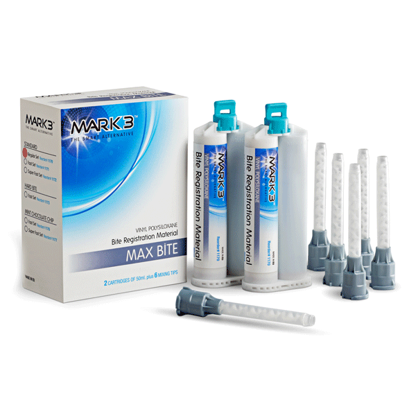 MARK3 Max Bite Mint Chocolate Chip Bite Registration, Fast Set, 2 x 50 mL Cartridges. Contains 6