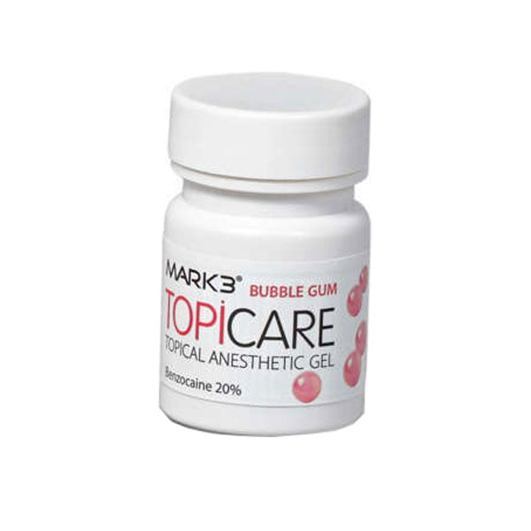 MARK3 TOPICARE 20% Benzocaine Topical Anesthetic Gel, Bubble Gum, 1oz. Jar, 1/Pk. Made in USA