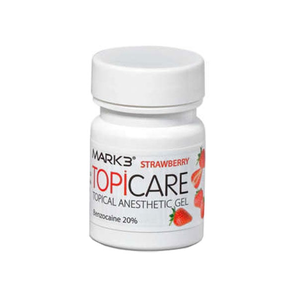 MARK3 TOPICARE 20% Benzocaine Topical Anesthetic Gel, Strawberry, 1oz. Jar, 1/Pk. Made in USA