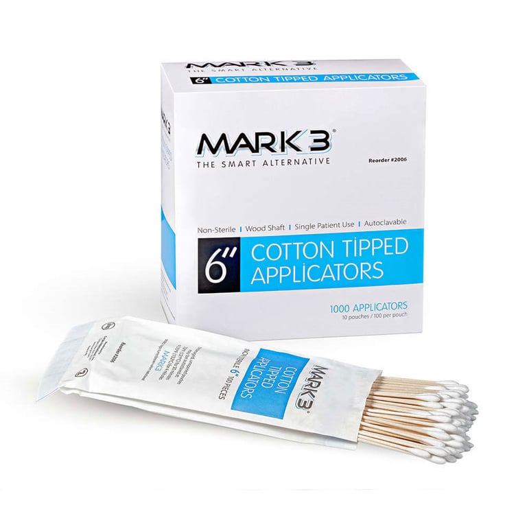 MARK3 6" Cotton Tipped Applicators, 1000/Box