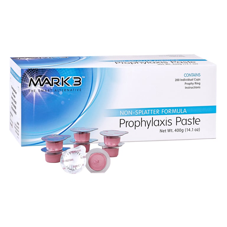 MARK3 1.23% APF Prophy Paste, Coarse Grit, Bubblegum, Box of 200. Made in USA