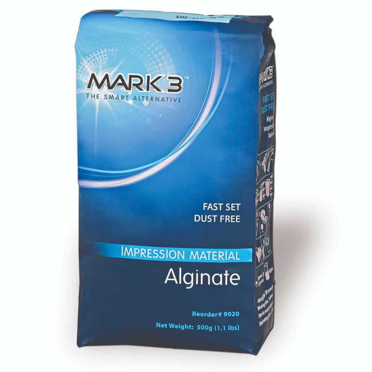 MARK3 Alginate Dustless Fast Set 1 Lb Bag. High algin content, a consistent mix for very smooth