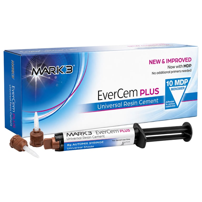 MARK3 EverCem PLUS Universal Dual-Cure Resin Cement w/MDP, Shade: Universal, 8gm Automix Syringe, 1/Pk. Includes: