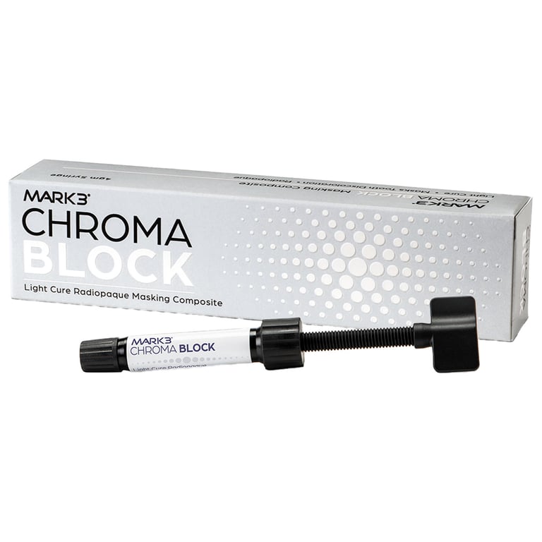 MARK3 Chroma Block Radiopaque Masking Composite, Light Cure, 4gm Syringe, 1/Pk. Indicated