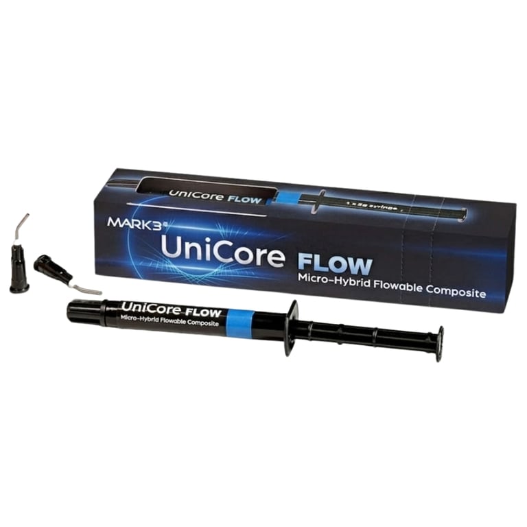 MARK3 UniCore Flow Light-Cured Flowable Composite, A3, 3g Syringe w/5 Applicator Tips, 1/Pk