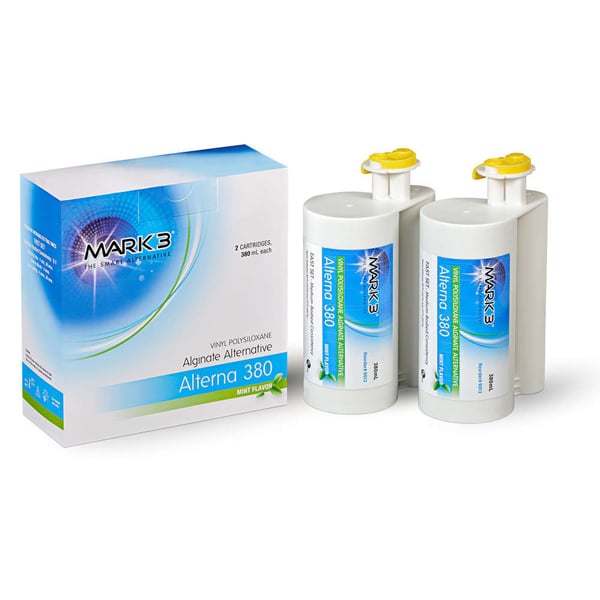 MARK3 Alterna 380 Alginate Alternative, Fast Set, Medium, Mint, 2x 380ml Cartridges. Medium