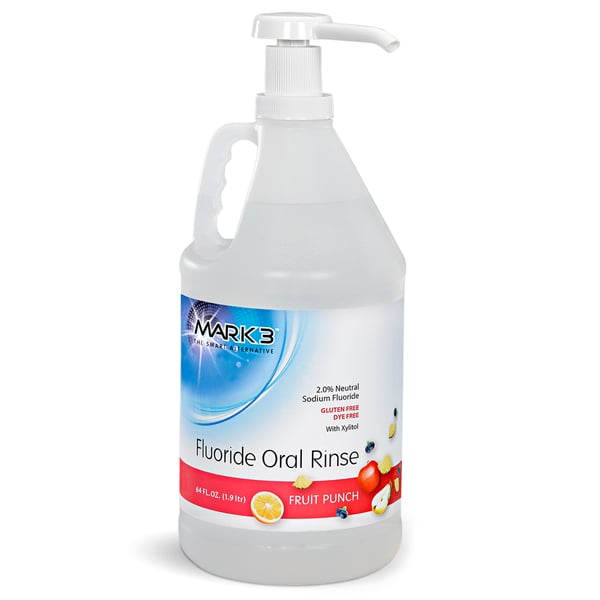 MARK3 2% Neutral Fluoride Oral Rinse -Fruit Punch, 64oz Pump Bottle. Dye-free, Non-acidic