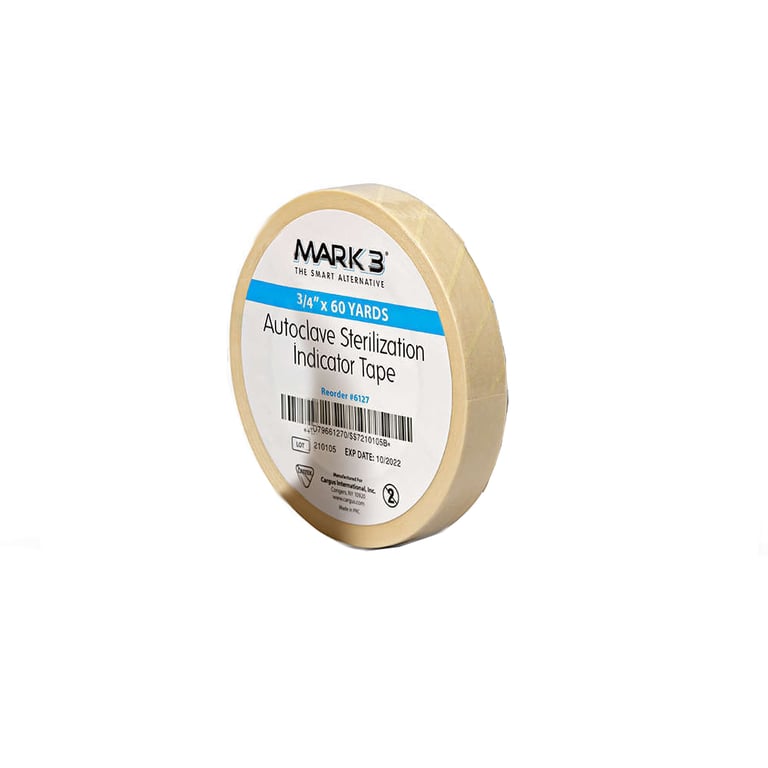 MARK3 Sterilization Indicator Tape, 3/4", 60 Yards, 1/Pk. Color changing when exposed to the steam