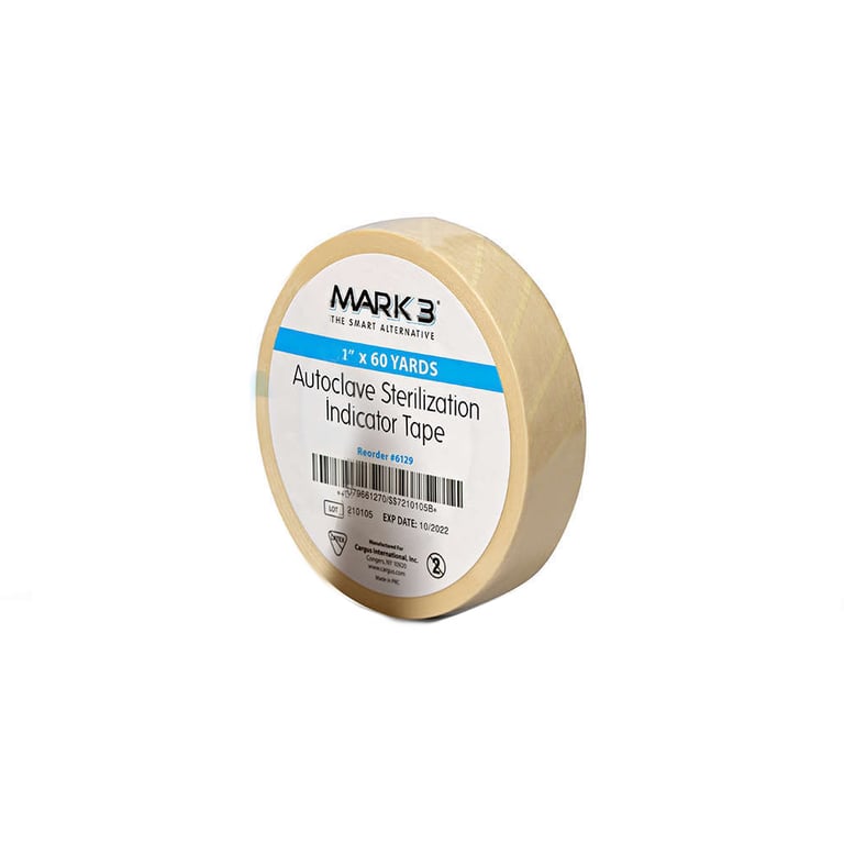 MARK3 Sterilization Indicator Tape, 1", 60 Yards, 1/Pk. Color changing when exposed to the steam