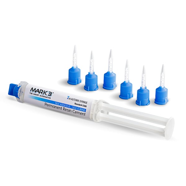 MARK3 Permanent Resin Cement, 7 ml Automix Syringe with 6 Tips. Reinforced, self-curing