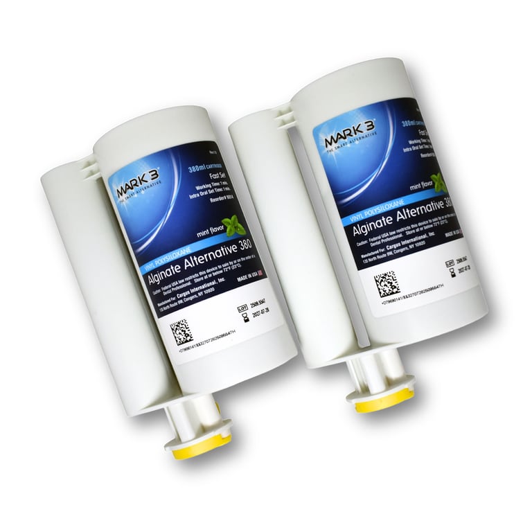 MARK3 Alginate Alternative 380, Fast Set, Medium, Mint, 380 mL Cartridge, 2/Pk. Preliminary VPS