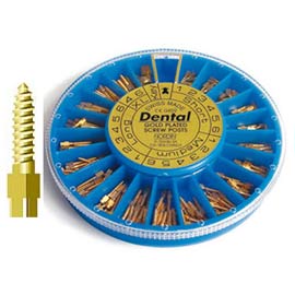 aim（完成用） Screw Posts, Dental Gold Plated Conical Cross Head Lead Free