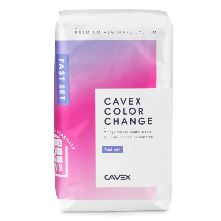 Cavex ColorChange Alginate - Fast Set, Dust-Free, Color-Change, Spearmint flavor, box of 1.1 lb